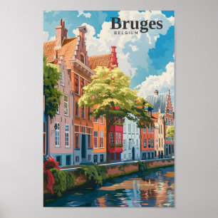 Poster Bruges Belgique Vintage voyage d'art