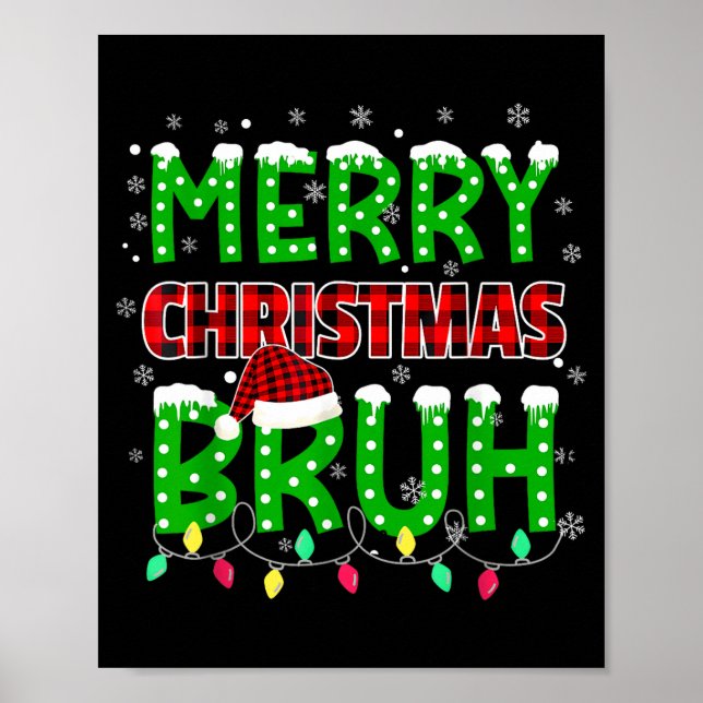 Poster Bruh Christmas Red Plaid  (Devant)