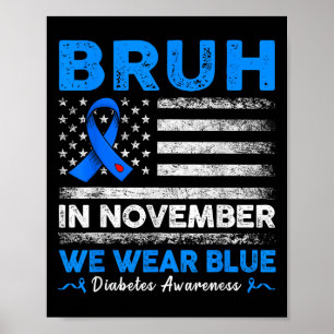 Poster Bruh En Novembre Nous Portons Ruban Bleu Retro Us 