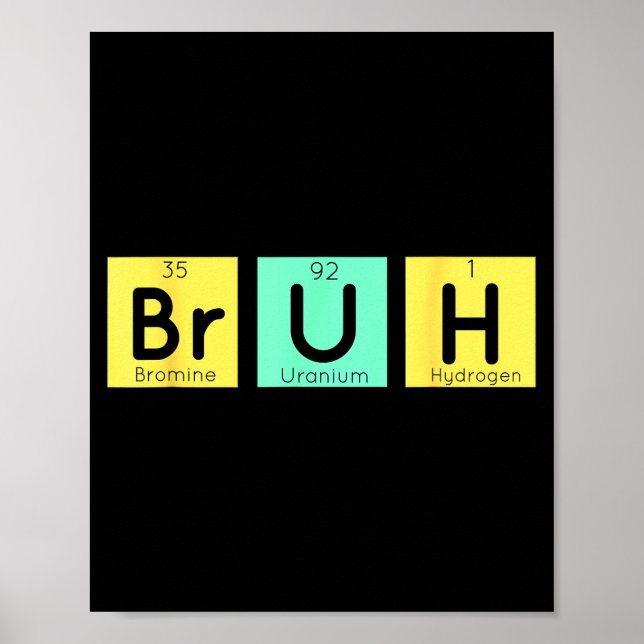 Poster Bruh Funny Chemistry Gift Meme Periodic Table Meme (Devant)