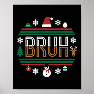 Poster Bruh Funny Noël Rouge Plaid Ados Garçons Enfants X