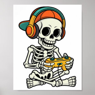 Poster Bruh Halloween Garçons Enfants Gamer Mens Skeleton