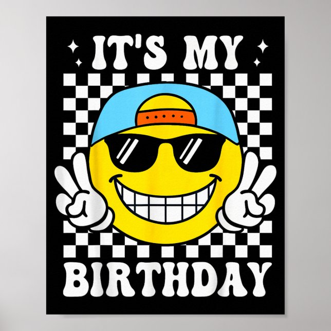 Poster Bruh It's My Birthday Peace Sign Smile Birthday Fo (Devant)