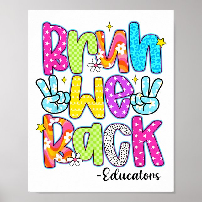 Poster Bruh We Back Educators Leopard Back To School  (Devant)