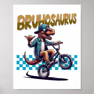 Poster Bruhosaurus T-rex Dinosaure à Vélo Bmx - Garçons