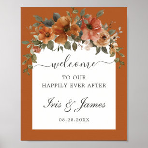 Poster Brûlé Orange rouille Floral Arch Mariage de automn