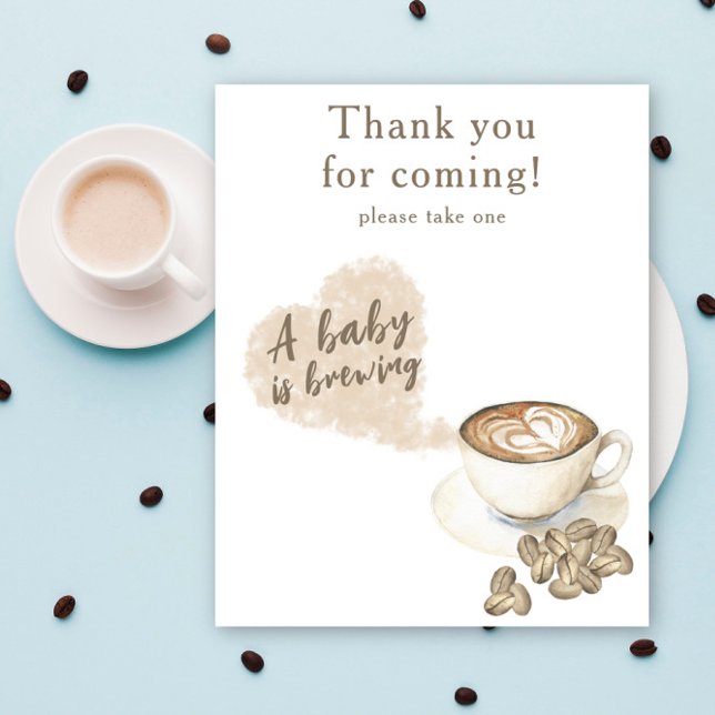 Poster Brûler du Merci de baby shower de café pour venir (Créateur téléchargé)