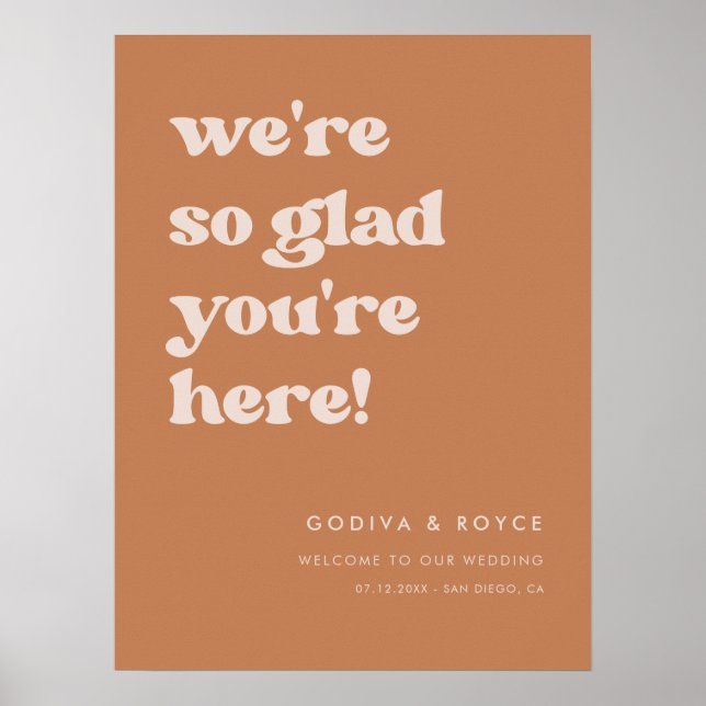 Poster Brun élégant Donc heureux que vous soyez ici Maria (Devant)