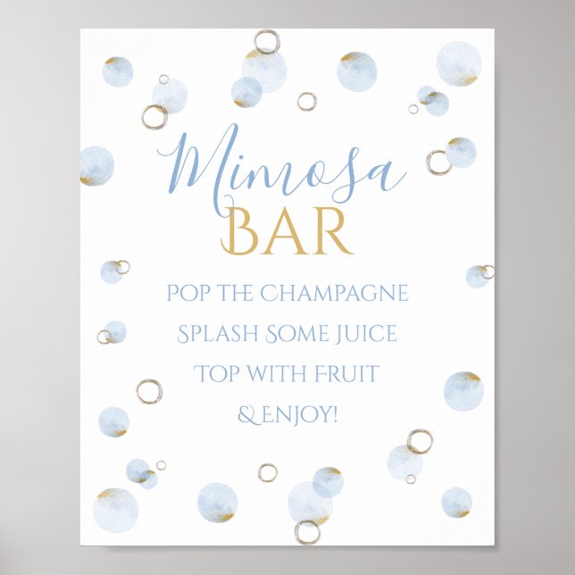 Poster Brunch Bubbly et Baby shower Mimosa Bar (Devant)