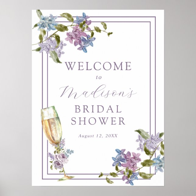 Poster Brunch et Bubbly Lavender et Fête des mariées Lila (Devant)