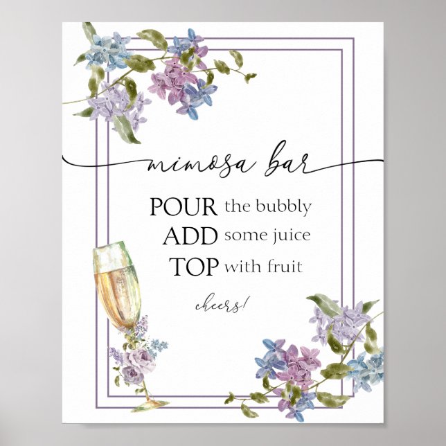 Poster Brunch et Bubbly Lavender et Fête des mariées Lila (Devant)