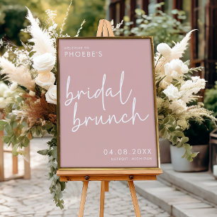 Poster Brunch nuptial minimaliste rose Dusty Bienvenue