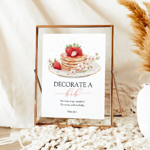 Poster Brunch pour bébé fraise Décorez un signe de bib