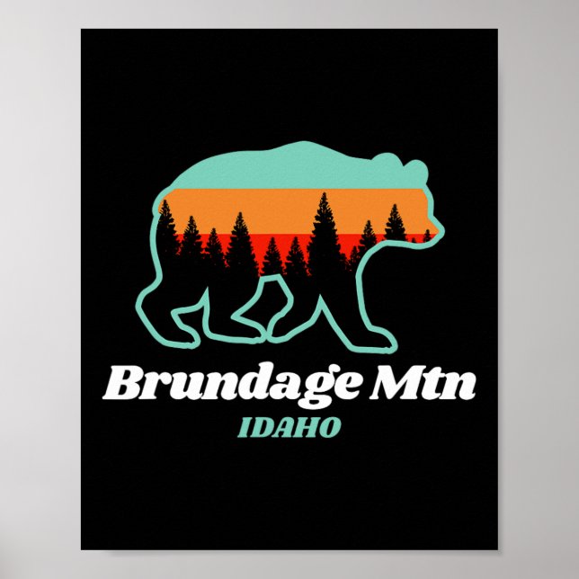 Poster Brundage Mountain Idaho Ski Snowboard Ours (Devant)