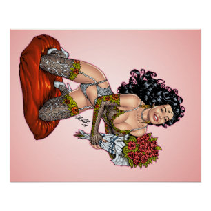 Poster Brune dans la lingerie avec l'illustration de