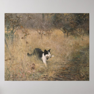 Poster Bruno Liljefors - Chasse aux oiseaux chats