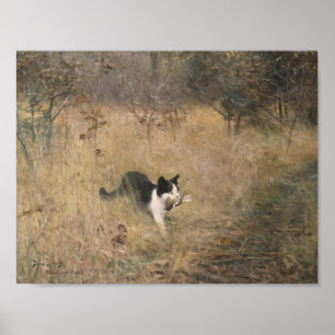 Poster Bruno Liljefors - Chasse aux oiseaux chats