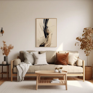 Poster Brush Art Noir Et Beige