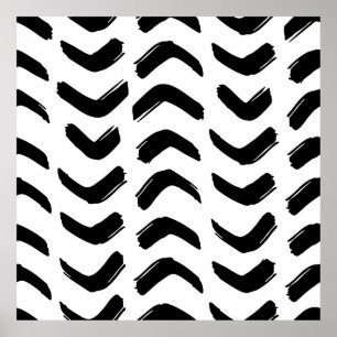 Poster Brush strokes vintage motif sans soudure. Noir et