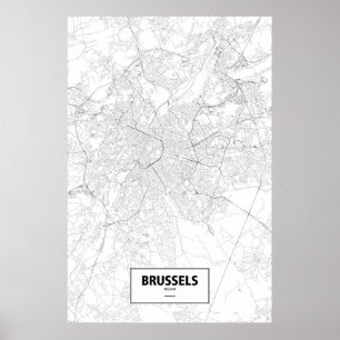 Poster Brussels, Belgium (black on white)