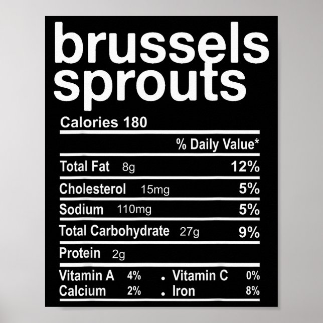 Poster Brussels Sprout Nutrition Facts Funny Thanksgiving (Devant)