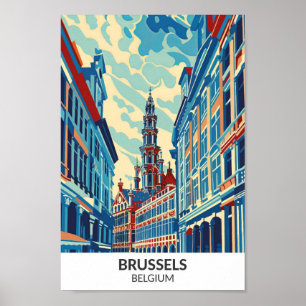 Poster Bruxelles Belgique Retro Artwork Travel