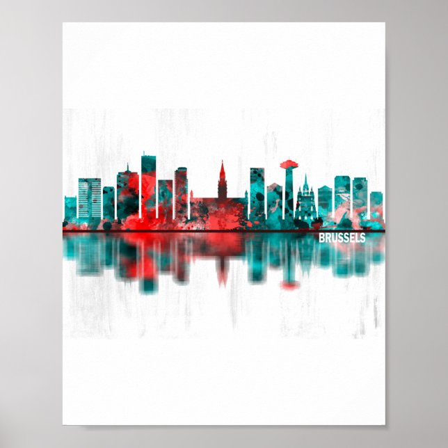 Poster Bruxelles Belgique Skyline (Devant)