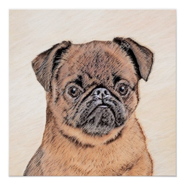 Poster Bruxelles Griffon Smooth Painting Original Chien A (Devant)