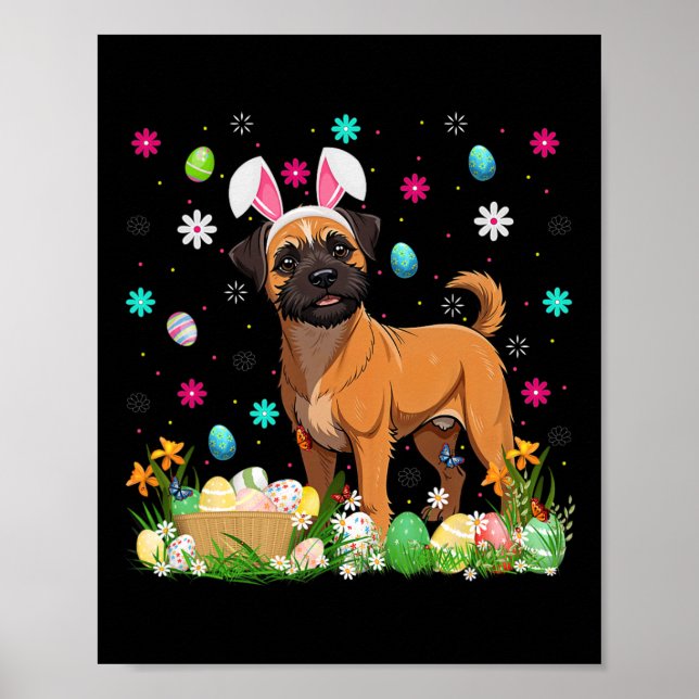 Poster Bruxellois Griffon Chien Pâques Chasse aux oeufs B (Devant)