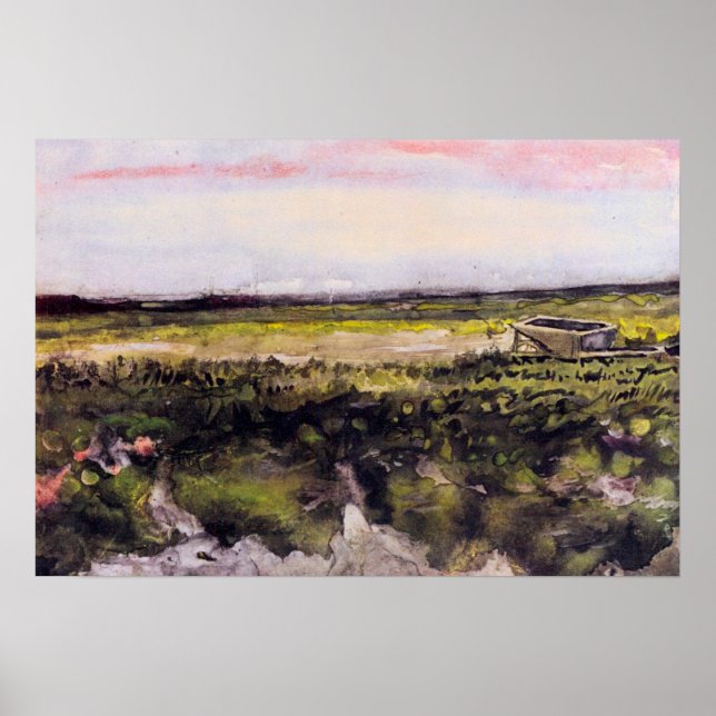 Poster Bruyère avec une brouette par Vincent van Gogh (Devant)