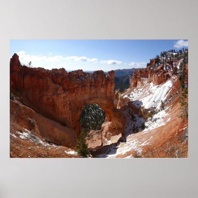 Poster Bryce Canyon Pont naturel Paysage neigeux Photo (Devant)