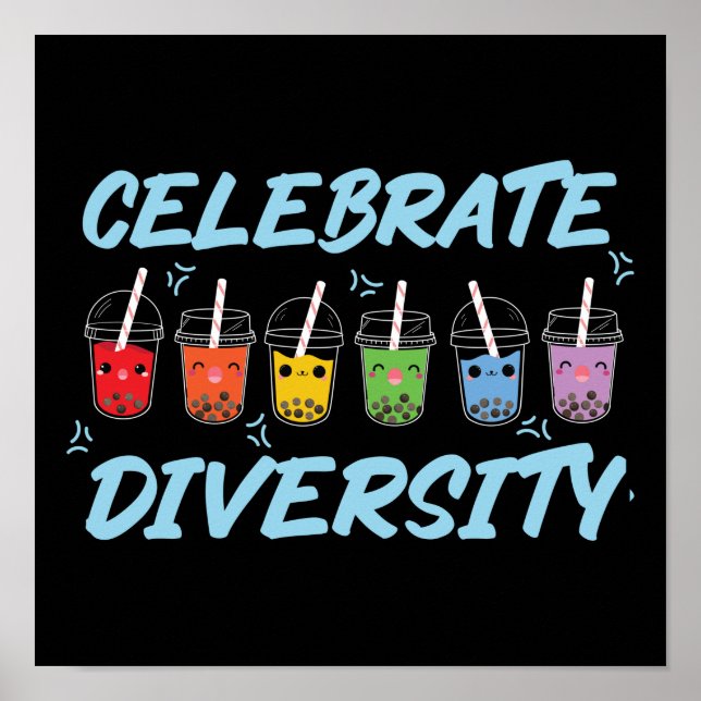 Poster Bubble Boba Tea Celebrate Diversity LGBT Pride (Devant)