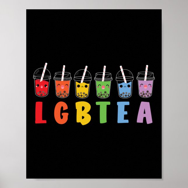 Poster Bubble Boba Tea LGBTea LGBT Pride Arc-en-ciel (Devant)