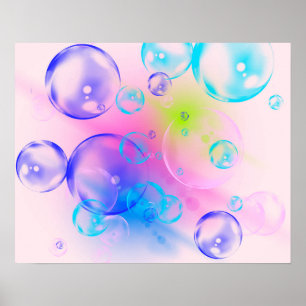 Poster BUBBLES - Image Abstraite colorée de l'art fractal
