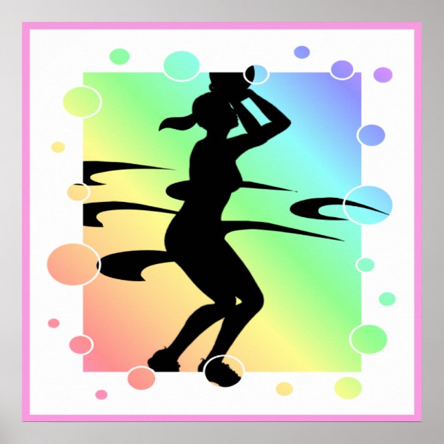 Poster Bubbly Lady Basketball Player Silhouette (Devant)