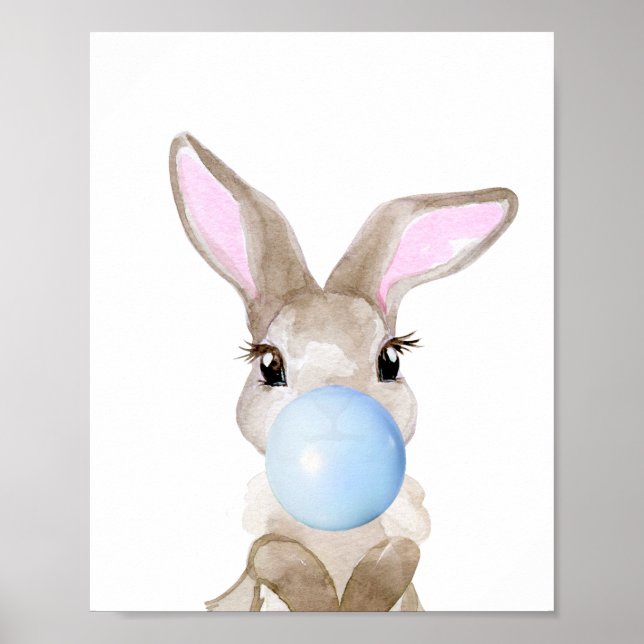 Poster Buble Gum Bunny Cub Nursery Enfant Woodland (Devant)