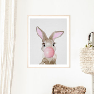Poster Buble Gum Bunny Cub Nursery Enfant Woodland