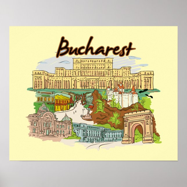 Poster Bucarest, Roumanie (Devant)