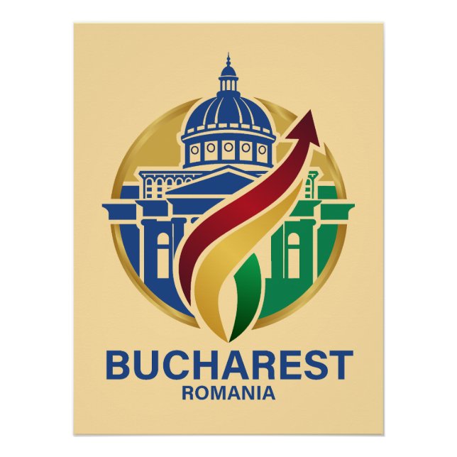 Poster Bucarest Roumanie d'Europe de l'Est (Devant)