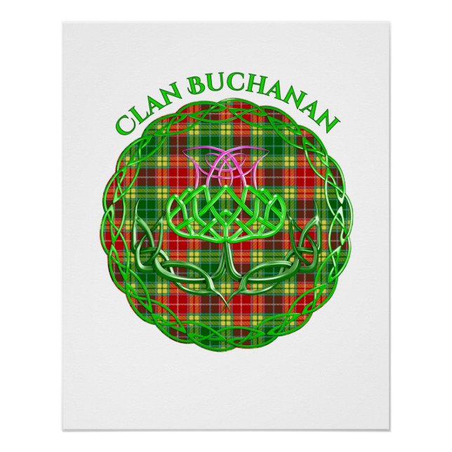 Poster Buchanan Scottish Tartan Celtic Thistle (Devant)