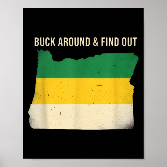 Poster Buck Around Oregon Map Funny Wildlife Adventure Vi (Devant)