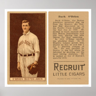 Poster Buck O'Brien Red Sox Baseball 1912