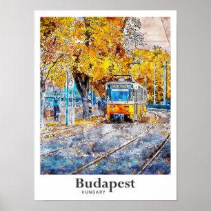 Poster Budapest Hongrie Aquarelle Voyage Main tirée