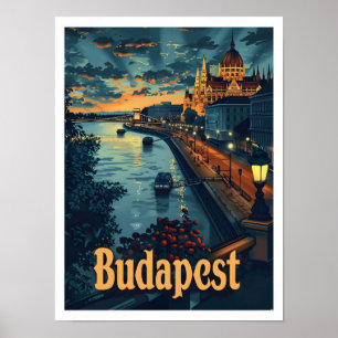 Poster Budapest Hongrie Classic Art Retro Vintage voyage