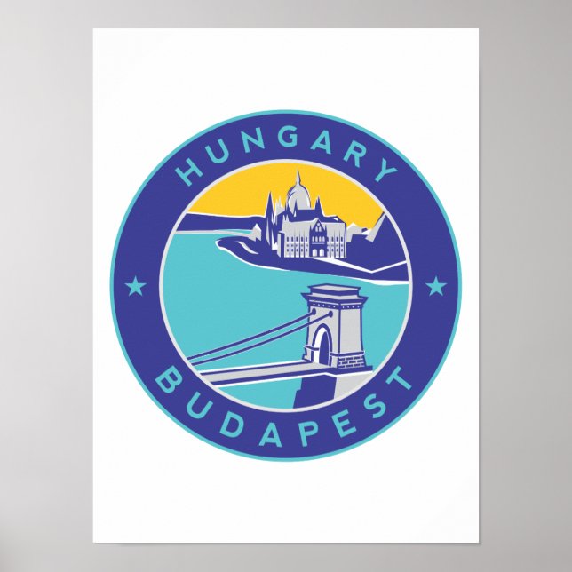 Poster Budapest, Hongrie, Magyar, Danube, (Devant)