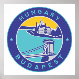 Poster Budapest, Hongrie, Magyar, Danube,