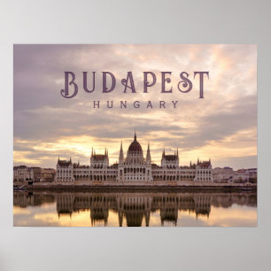 Poster Budapest Hongrie parlement paysage voyage photo