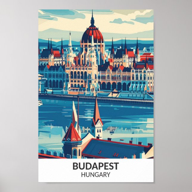 Poster Budapest Hongrie Retro Artwork Travel (Devant)