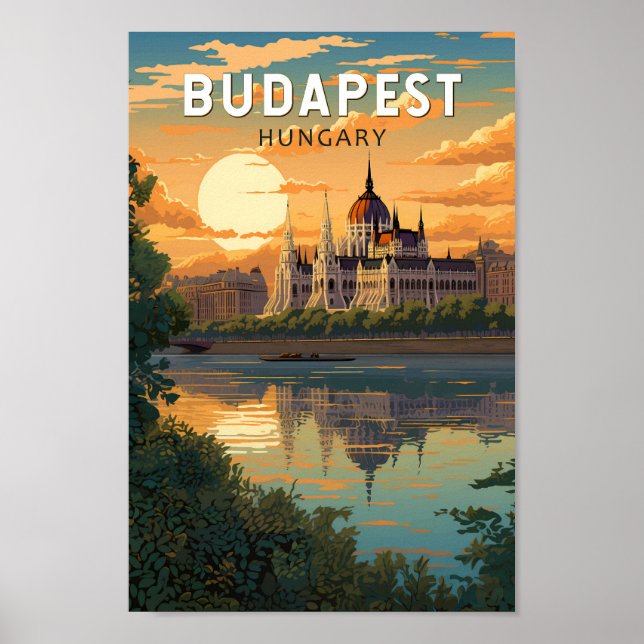 Poster Budapest Hongrie Travel Art Vintage (Devant)