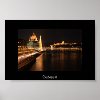 Poster Budapest nuit du pont Margit, Parlement,